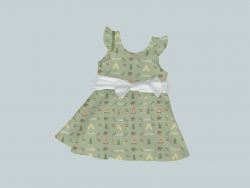 Dress with Ruffled Sleeves and Bow - Camping Out