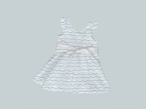 Dress with Ruffled Sleeves and Bow - Blue Wave