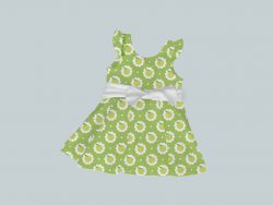 Dress with Ruffled Sleeves and Bow - Green Apple