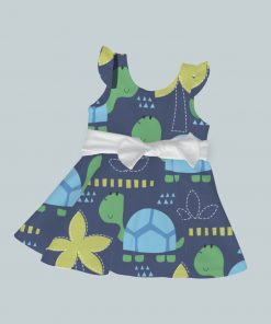 Dress with Ruffled Sleeves and Bow - Turtle Talk