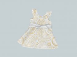 Dress with Ruffled Sleeves and Bow - Swirls Yellow