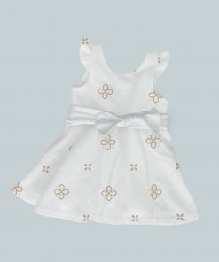 Dress with Ruffled Sleeves and Bow - Dainty Dots