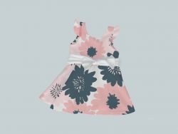 Dress with Ruffled Sleeves and Bow - Big Blooms