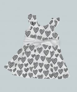 Dress with Ruffled Sleeves and Bow - Sketched Hearts