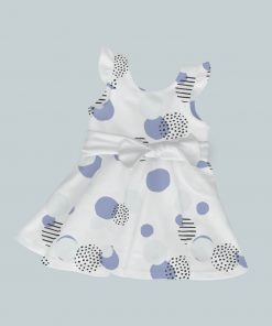 Dress with Ruffled Sleeves and Bow - Spots & Dots