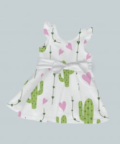 Dress with Ruffled Sleeves and Bow - Cactus Love