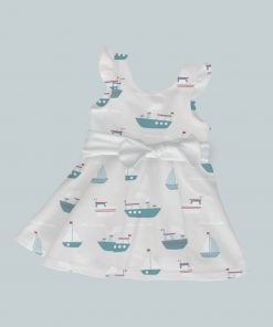 Dress with Ruffled Sleeves and Bow - Big Boat Small Boat