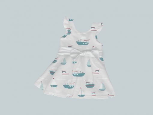 Dress with Ruffled Sleeves and Bow - Big Boat Small Boat