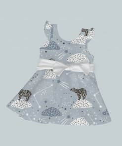Dress with Ruffled Sleeves and Bow - Star Bears