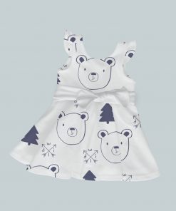 Dress with Ruffled Sleeves and Bow - Woodsy Bear