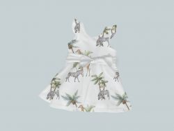 Dress with Ruffled Sleeves and Bow - Zebra Palm Tree