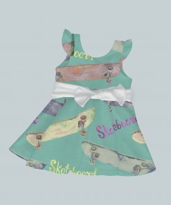 Dress with Ruffled Sleeves and Bow - Skate