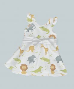 Dress with Ruffled Sleeves and Bow - Animal Crackers