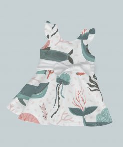 Dress with Ruffled Sleeves and Bow - Whale & Jellyfish