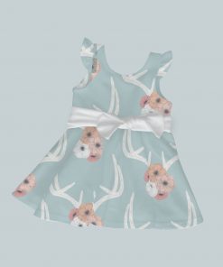 Dress with Ruffled Sleeves and Bow - Dear Deer Deer