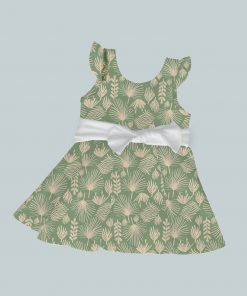 Dress with Ruffled Sleeves and Bow - Ever Green