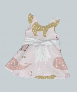 Dress with Ruffled Sleeves and Bow - Animals in Stars