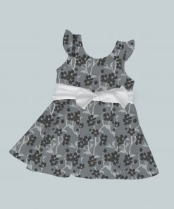 Dress with Ruffled Sleeves and Bow - Baby Black Blooms