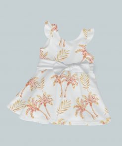 Dress with Ruffled Sleeves and Bow - Sunny Palms