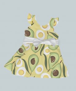 Dress with Ruffled Sleeves and Bow - Avocado