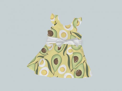 Dress with Ruffled Sleeves and Bow - Avocado