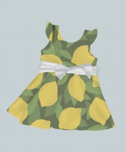 Dress with Ruffled Sleeves and Bow - All Lemon