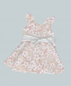 Dress with Ruffled Sleeves and Bow - Peachy Bloom