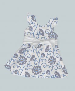 Dress with Ruffled Sleeves and Bow - Beautiful Blues