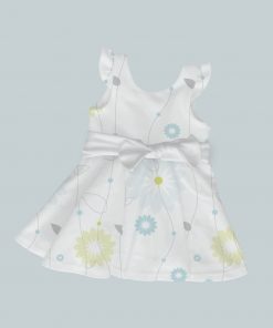 Dress with Ruffled Sleeves and Bow - Daisy Blue
