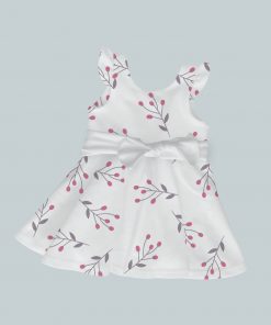 Dress with Ruffled Sleeves and Bow - Snow Berries