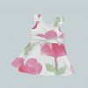 Dress with Ruffled Sleeves and Bow - Watercolor Heart Flowers