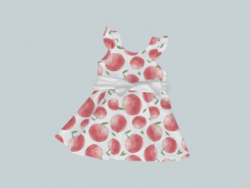Dress with Ruffled Sleeves and Bow - Apple a Day