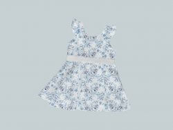 DressTankRuffleRibbon - Blue Birds Floral