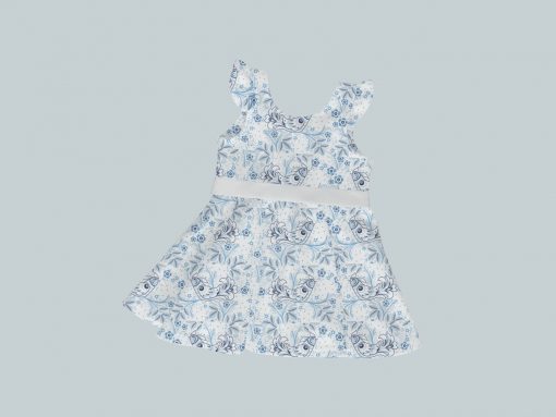 DressTankRuffleRibbon - Blue Birds Floral