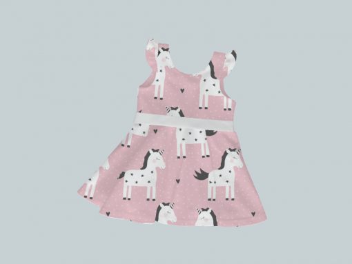 DressTankRuffleRibbon - Unicorns on Pink