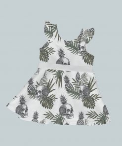 DressTankRuffleRibbon - Skull Pineapple Black & Green