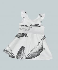 DressTankRuffleRibbon - Sketched Black & White Whales