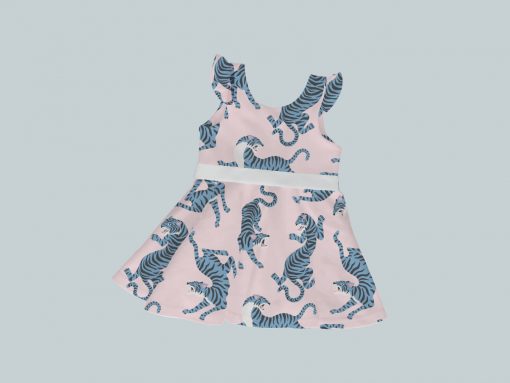 DressTankRuffleRibbon - Blue & Pink Tigers