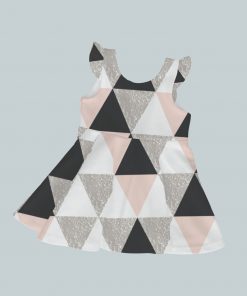 Dress with Ruffled Sleeves - Geo Check Pink