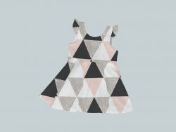 Dress with Ruffled Sleeves - Geo Check Pink