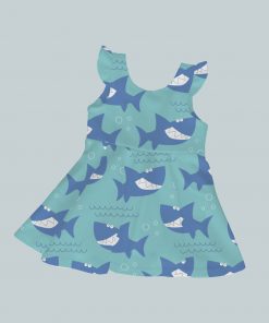 Dress with Ruffled Sleeves - Funny Shark