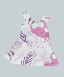 Dress with Ruffled Sleeves - Flamingos And Flowers