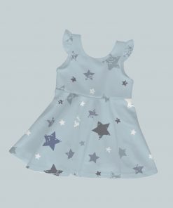 Dress with Ruffled Sleeves - Blue  Star Sky