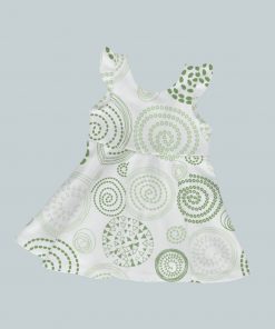Dress with Ruffled Sleeves - Swirl Green