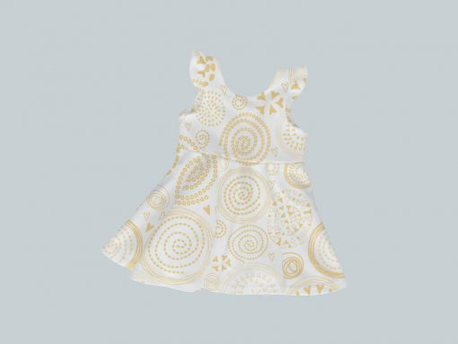 Dress with Ruffled Sleeves - Swirls Yellow