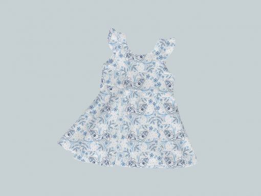 Dress with Ruffled Sleeves - Blue Birds Floral