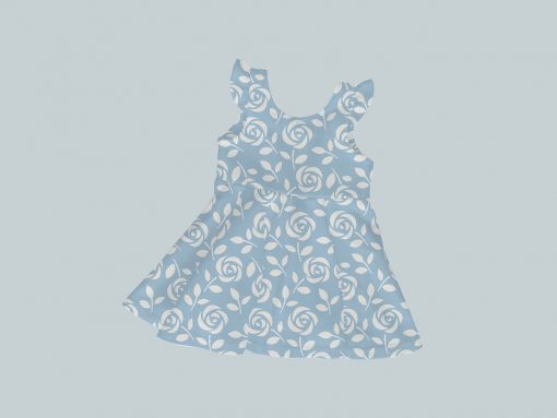 Dress with Ruffled Sleeves - Blue Rose