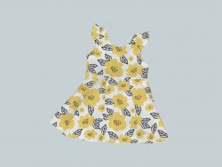 Dress with Ruffled Sleeves - Yellow Blossoms