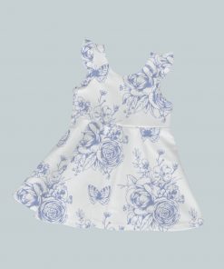 Dress with Ruffled Sleeves - Blue Rose Butterfly