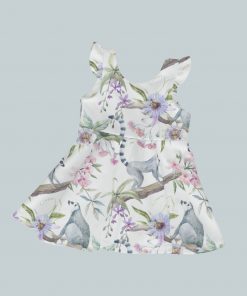 Dress with Ruffled Sleeves - Tropical Wild Life